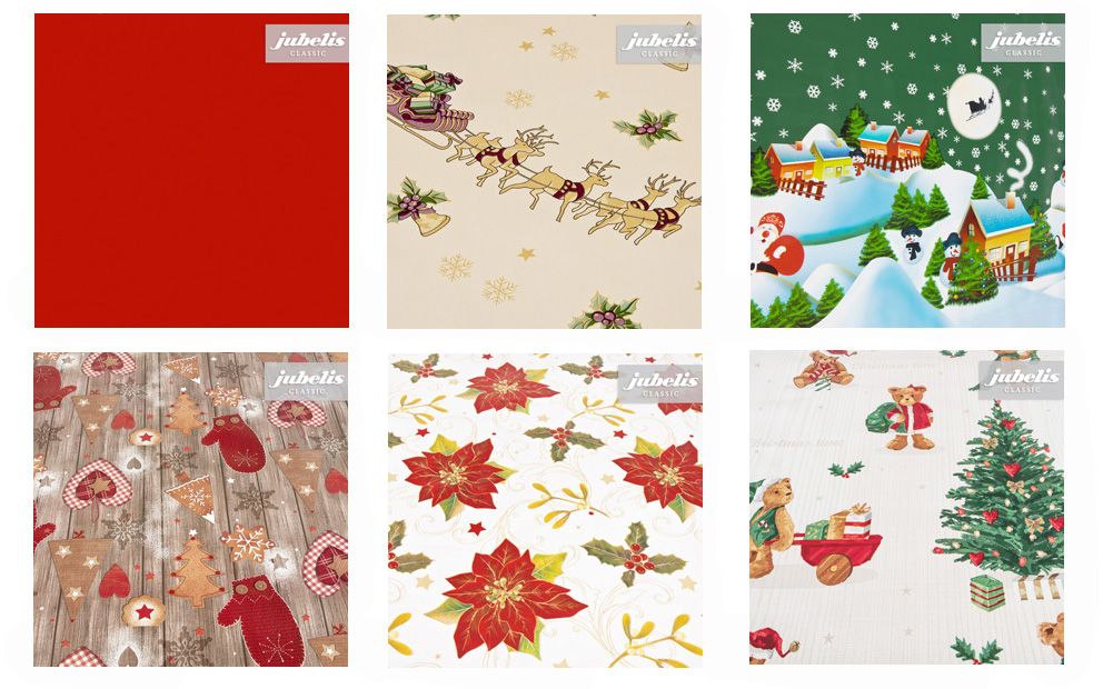 An Festtagen wie zu Weihnachten ersetzen abwaschbare Tischdecken aus Wachstuchstoffen mit weihnachtlichen Motiven oft einfache Platzsets oder Tischläufer